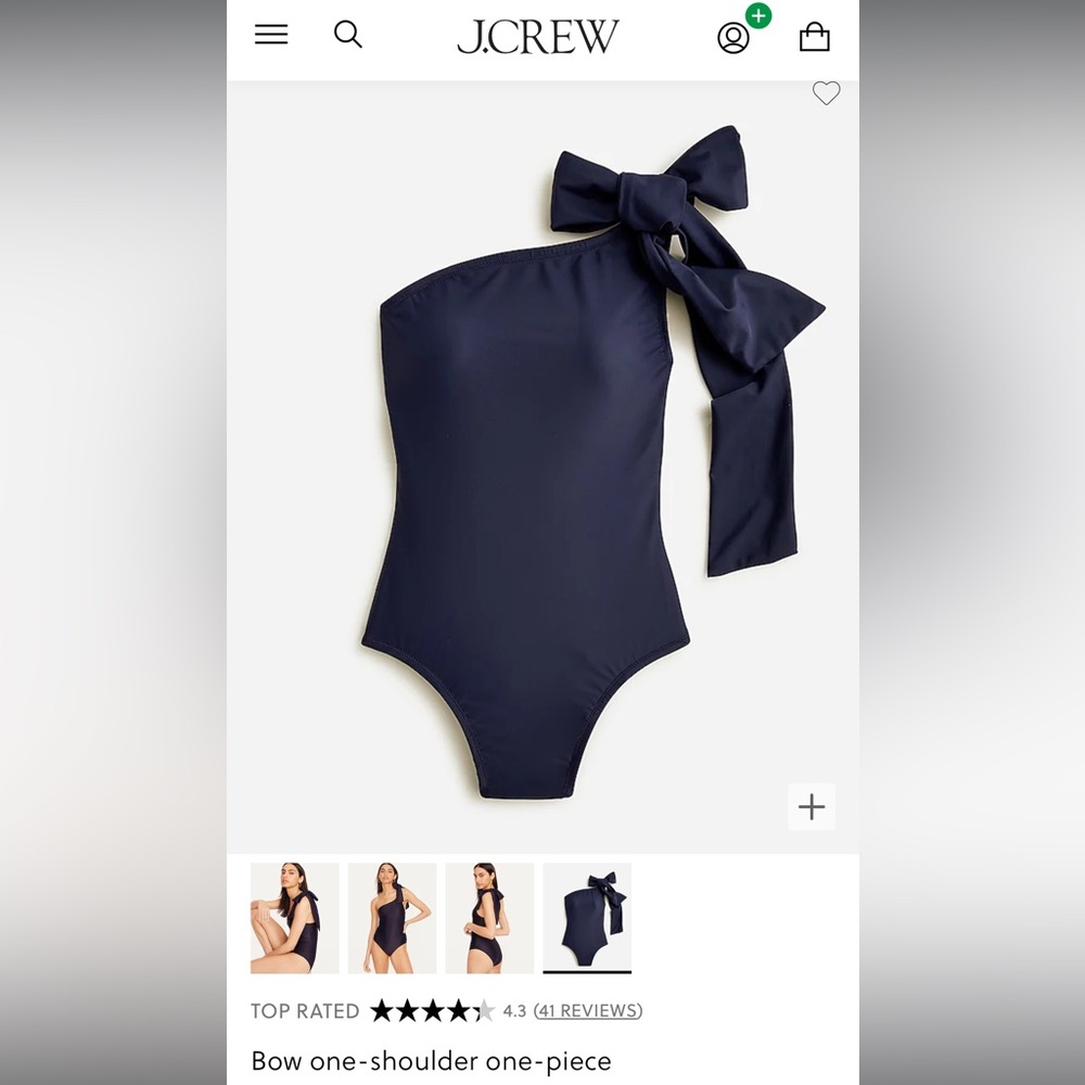 J. Crew Navy One Shoulder Bow One Piece Plus Swim Size 24 3X Never Worn New NWT